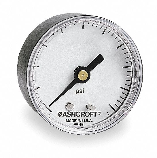 ASHCROFT Pressure Gauge, 0 to 160 psi Range, 1/8 in MNPT