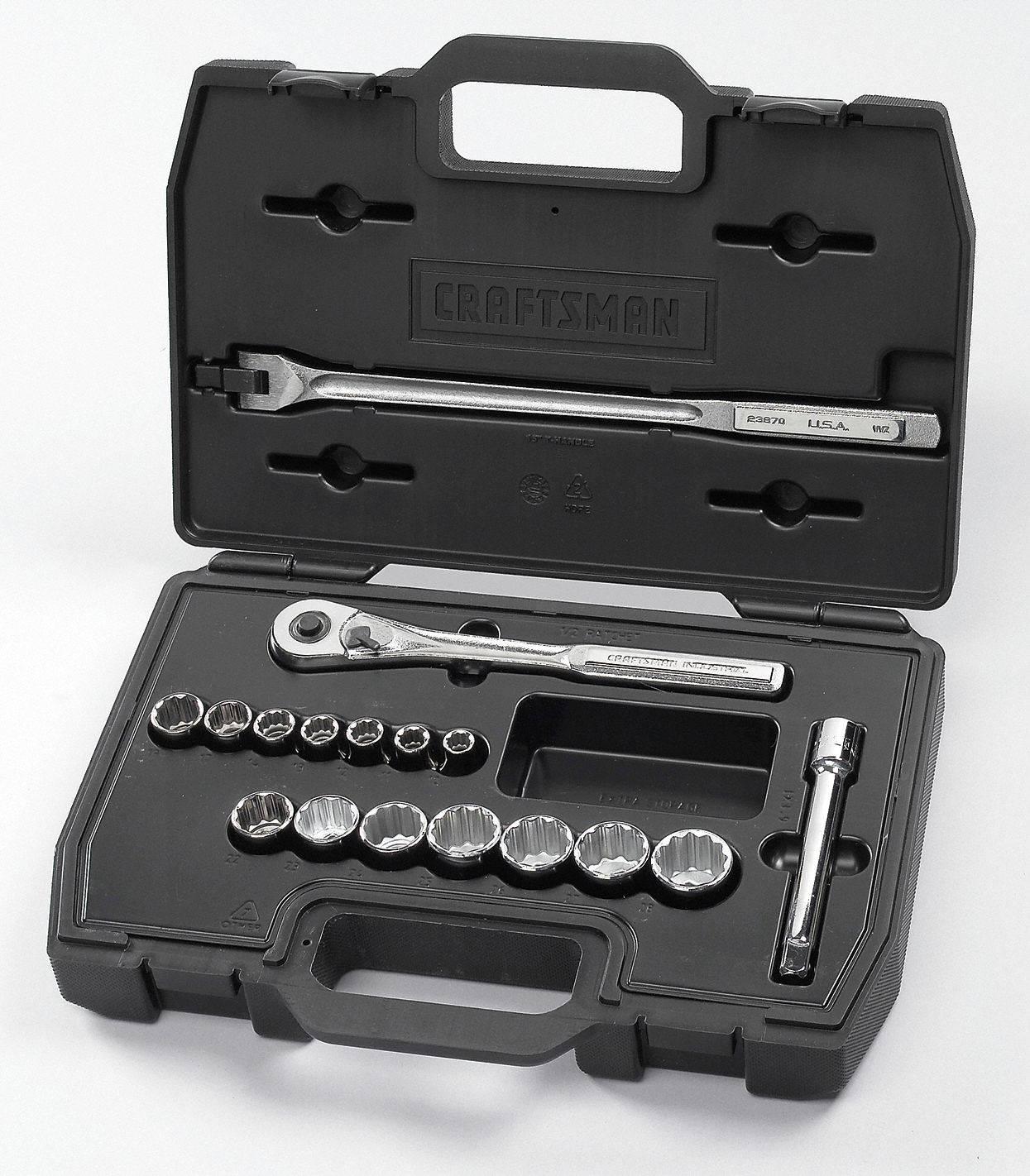 CRAFTSMAN INDUSTRIAL Socket Set, Square, Drive Size 1/2 in 5WHX5924779 Grainger