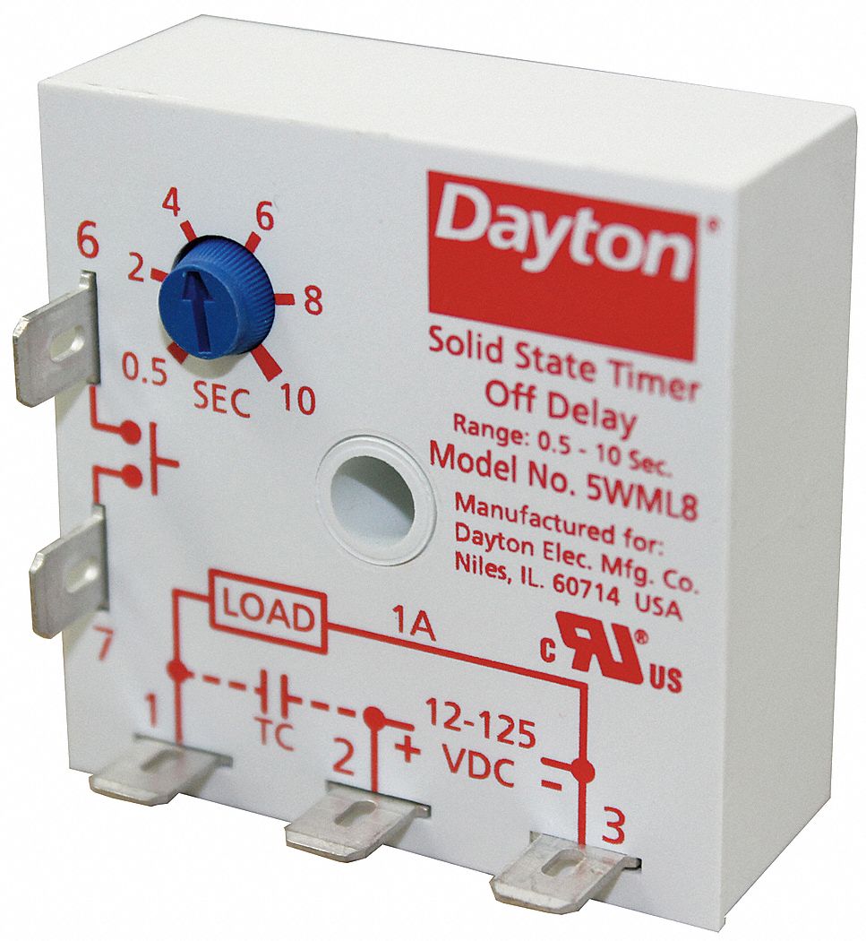 DAYTON Single Function Encapsulated Timing Relay, 12 to