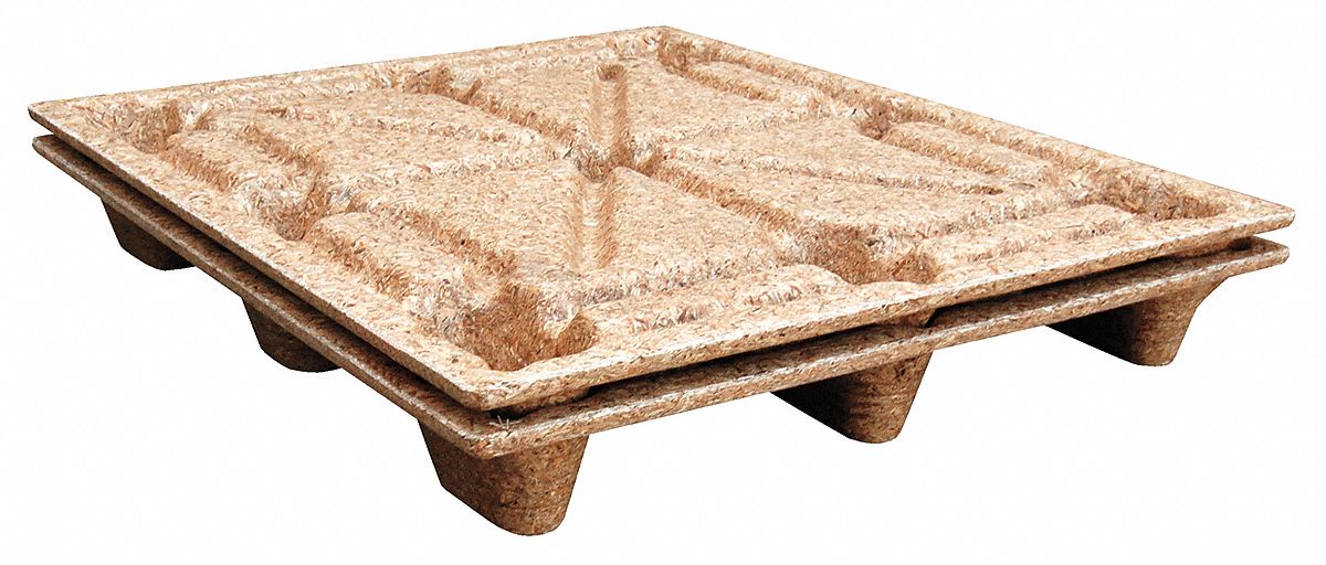 GRAINGER APPROVED 4Way Nestable Recycled Pressed Wood Pallet, 40 1/4 inL x 48 1/4 inW x 5 5/8