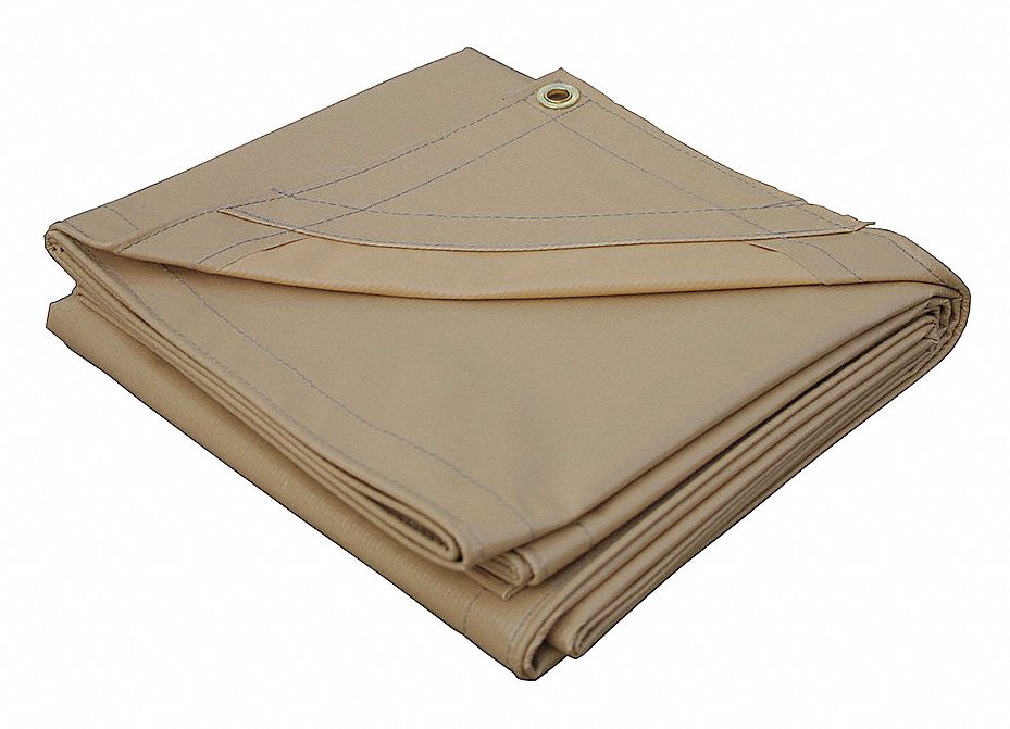 GRAINGER APPROVED 20 mil Vinyl Waterproof Tarp, Tan, 9 ft 6 in x 11 ft