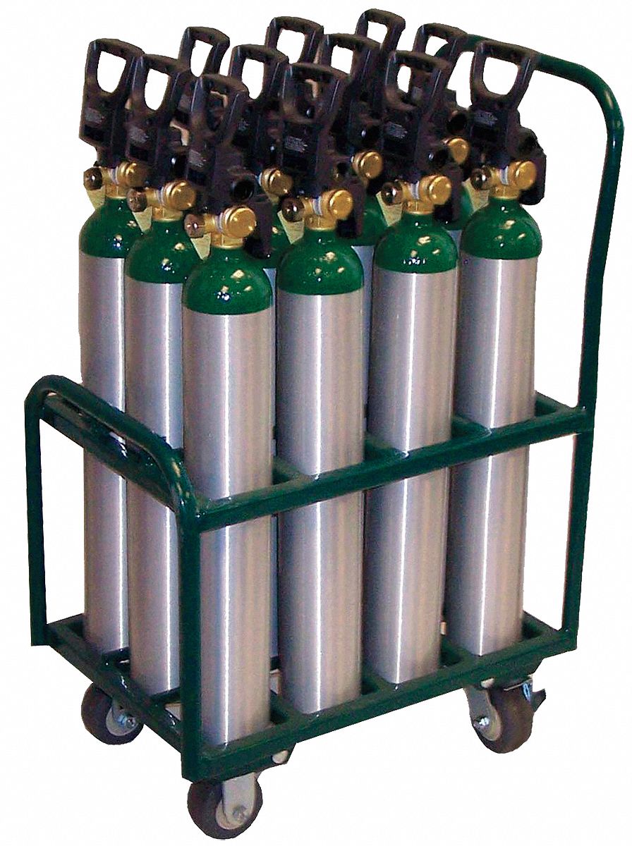 Saftcart Steel Medical Cylinder Cart, Cylinder Capacity 12, 2400 lb