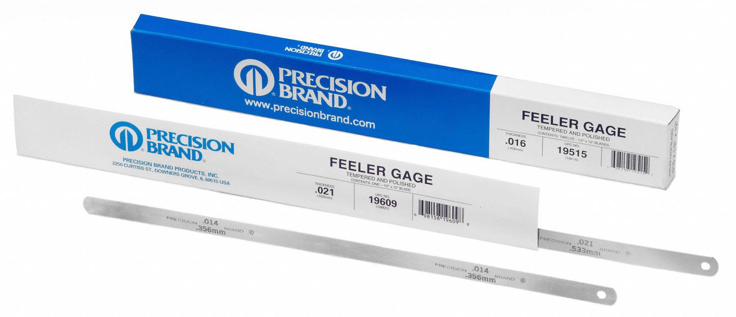 PRECISION BRAND Feeler Gauge 0.0160 in Thick, Long Blade, 12 in Blade Lg, 1/2 in Blade Wd, 12