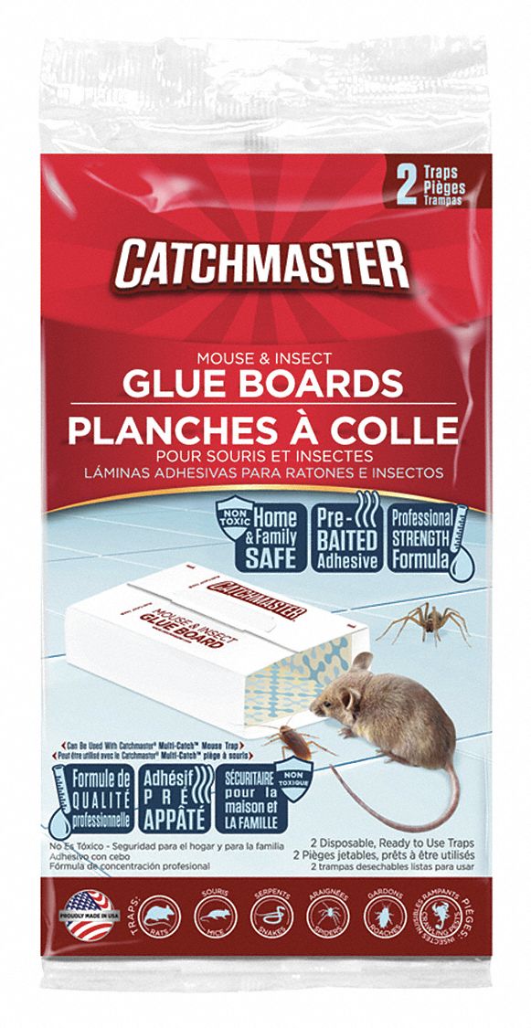 CATCHMASTER Bait Box Glue Trap for Crickets, Roaches, Spiders, 2PK