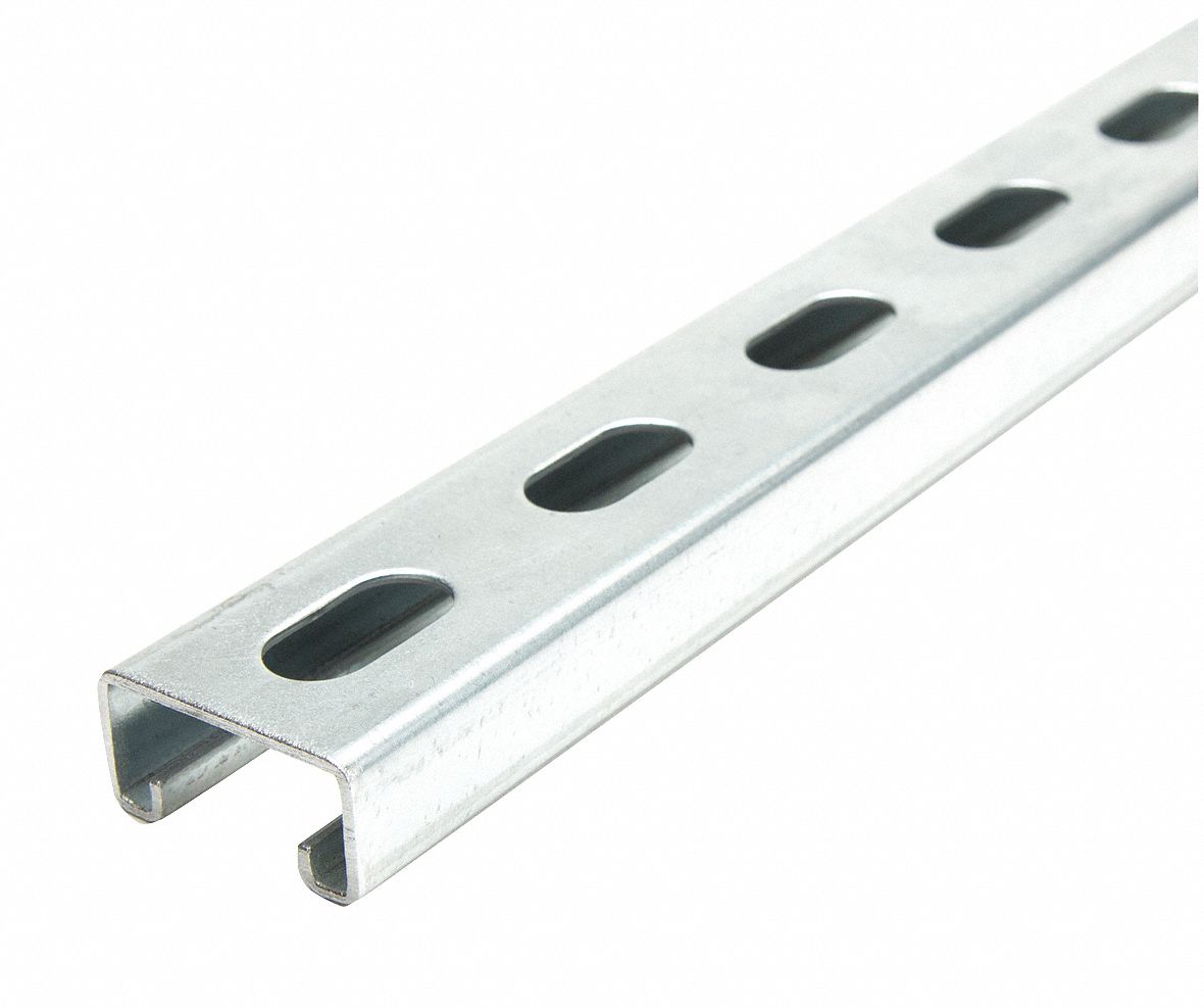 GRAINGER APPROVED Strut Channel Slotted Steel, PreGalvanized, 14 ga