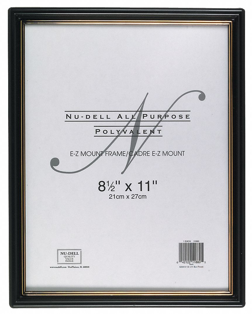 NUDELL, 81/2 x 11 in Frame Size, Plastic, Document Frame 5YGE411818 Grainger