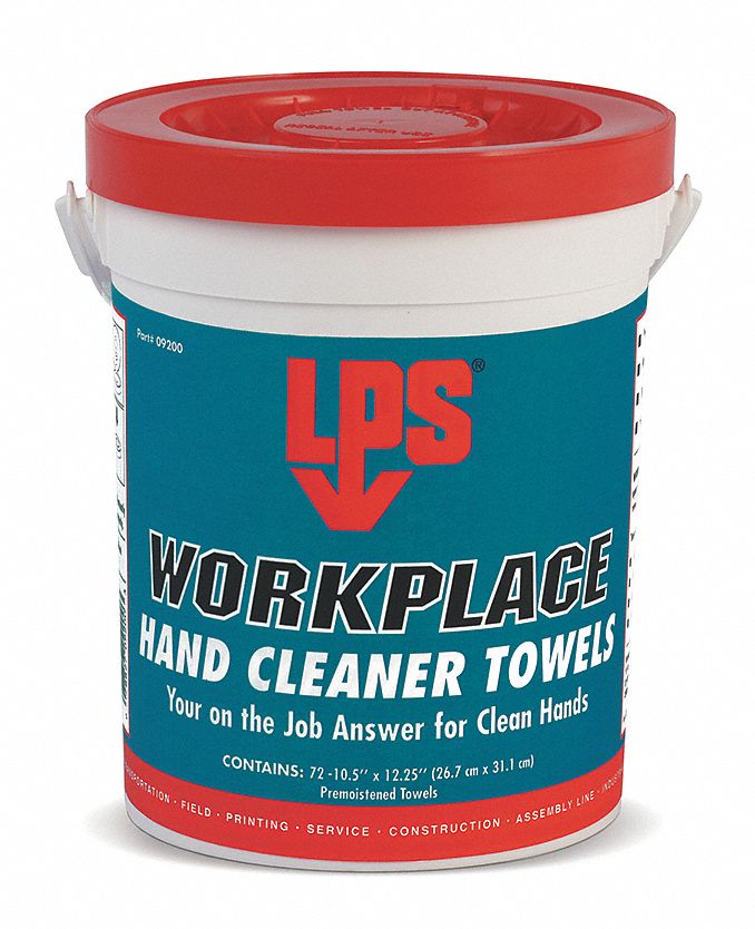 LPS Hand Cleaning Towels Bucket, 10 in x 12 in Sheet Size, 72 Wipes per Container, Orange