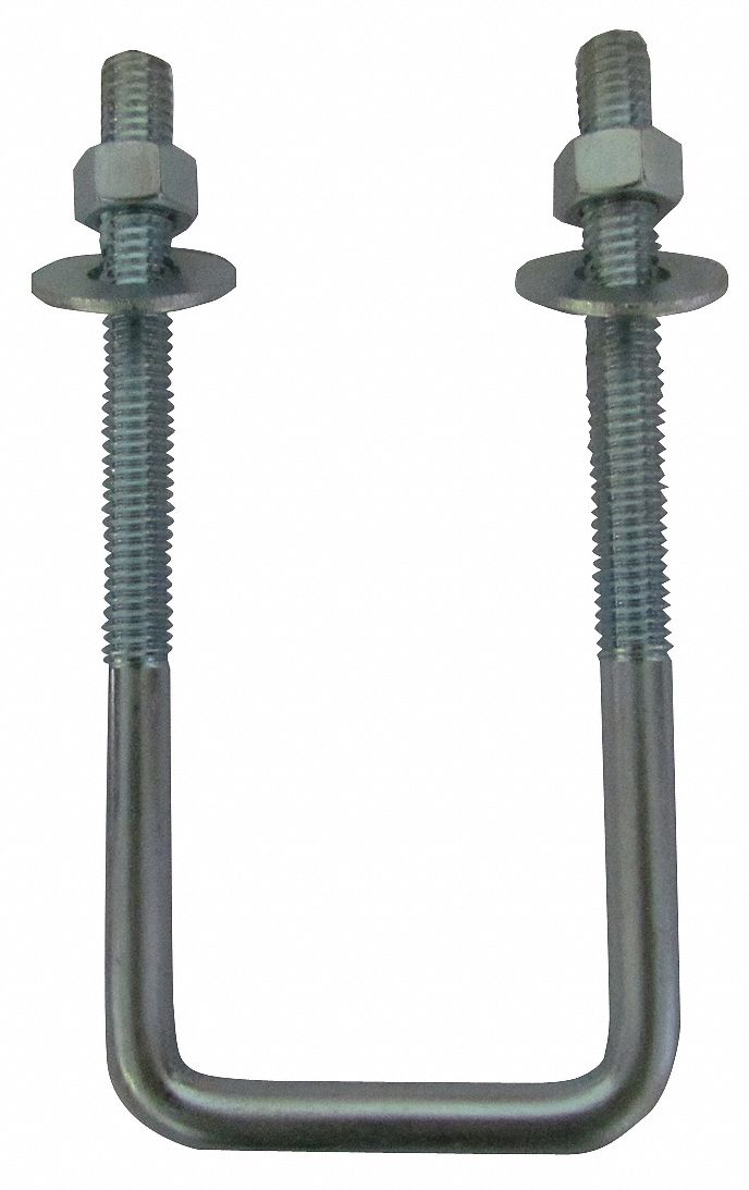 FABORY UBolt, Square Bend, Low Carbon Steel, Zinc, 3/8"16, 3 in