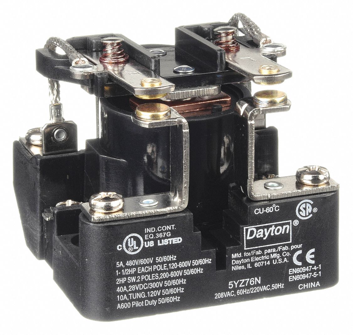 DAYTON, Surface Mounted, 208V AC, Open Power Relay - 5YZ76|5YZ76 - Grainger