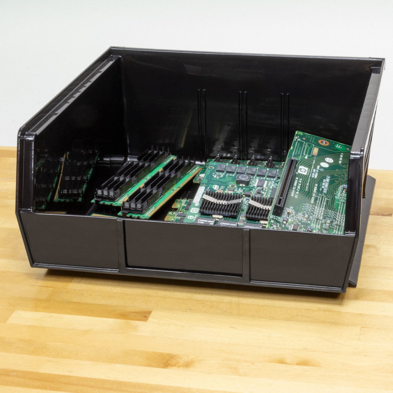 AKROMILS ESD Conductive Bin 11 in x 10 7/8 in x 5 in, Black, Label