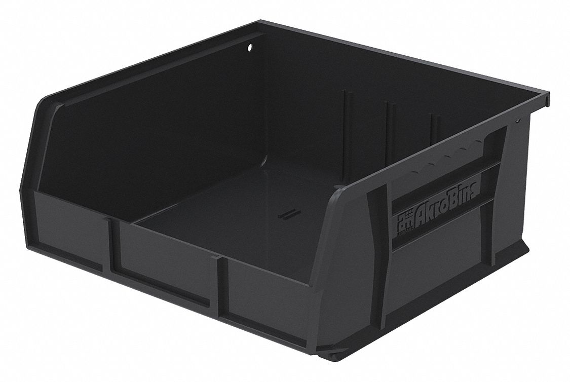 AKROMILS ESD Conductive Bin 11 in x 10 7/8 in x 5 in, Black, 50 lb