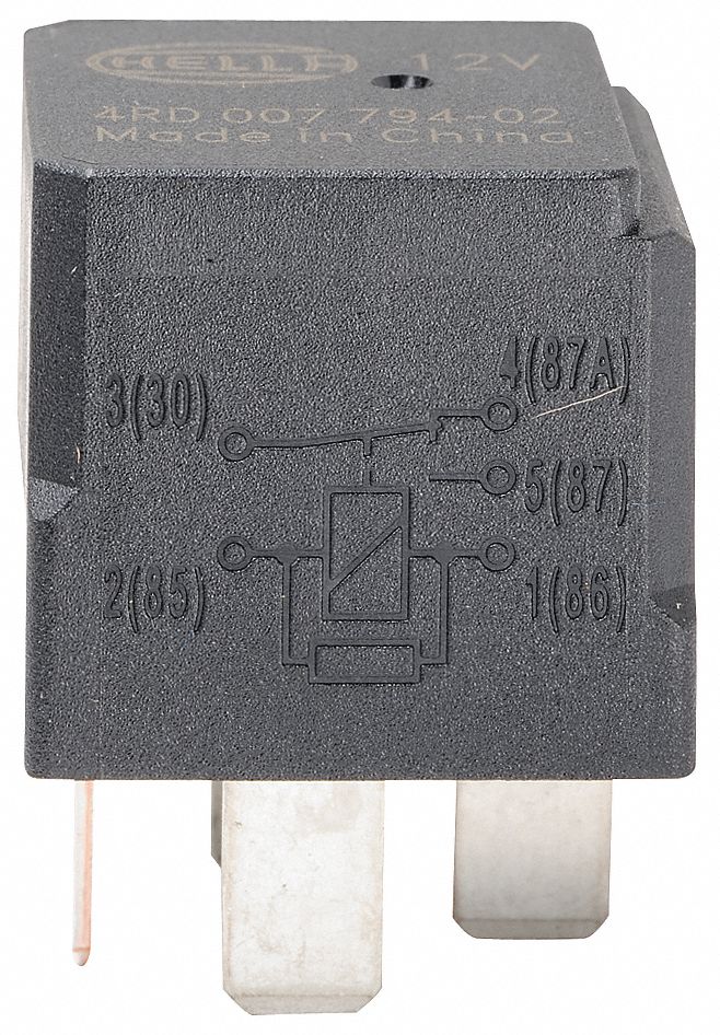 GRAINGER APPROVED Automotive Relay, 12V DC Coil Volts, 20A 12V DC