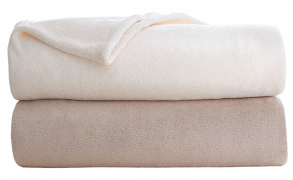 MARTEX 90 in x 80 in Full Polyester Fleece Blanket, Khaki 5ZXY1
