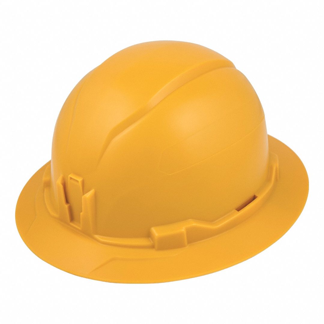 Hard Hat, NonVented, Full Brim, Yellow Grainger