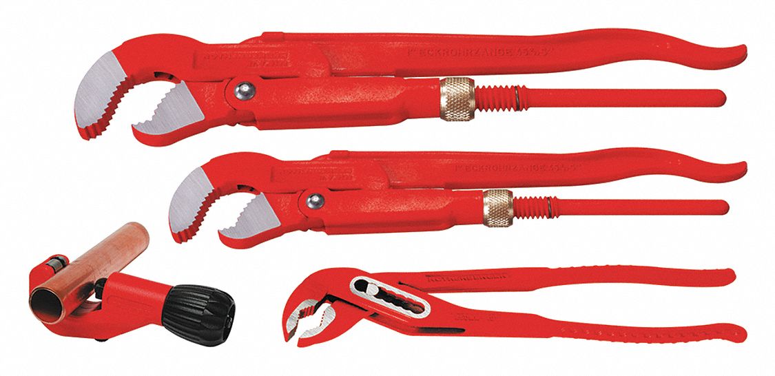 ROTHENBERGER, Steel, 1 1/2 in Jaw Capacity, Pipe Wrench Set 60EG19