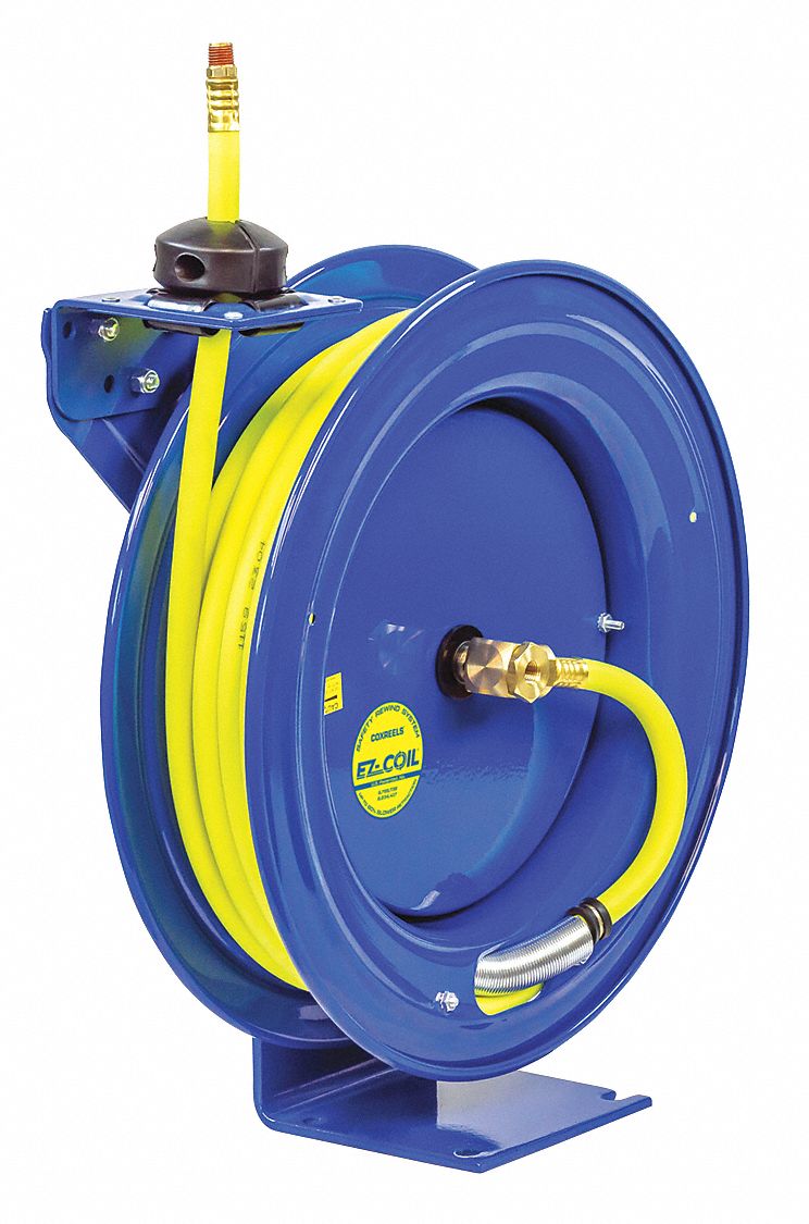 50 ft (3/8 in I.D.), 3/8 in MNPT, Spring Return Hose Reel 60GW24EZP