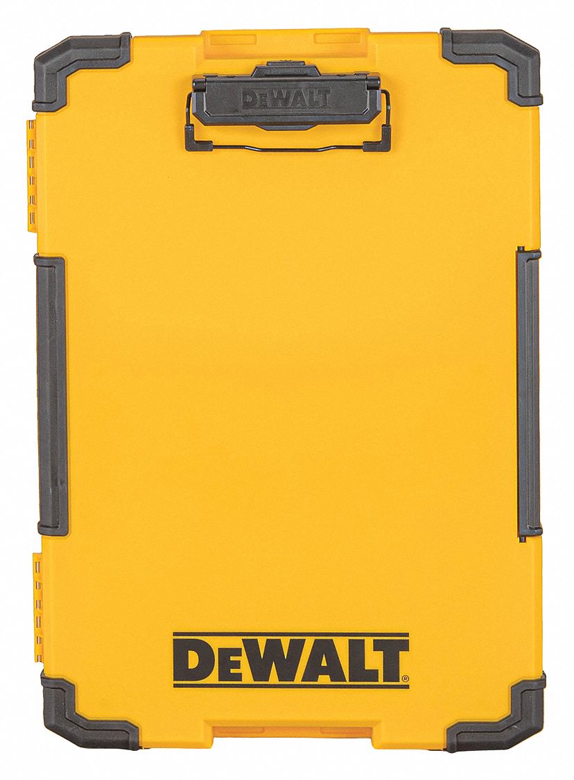 DEWALT Gray, Yellow, Clipboard, Plastic, 2 1/2 in Overall Width, 16 1/8