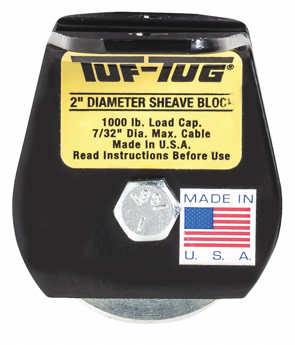 TUFTUG Sheave Blocks, Flat Mount, Designed For Wire Rope, 7/32 in Max