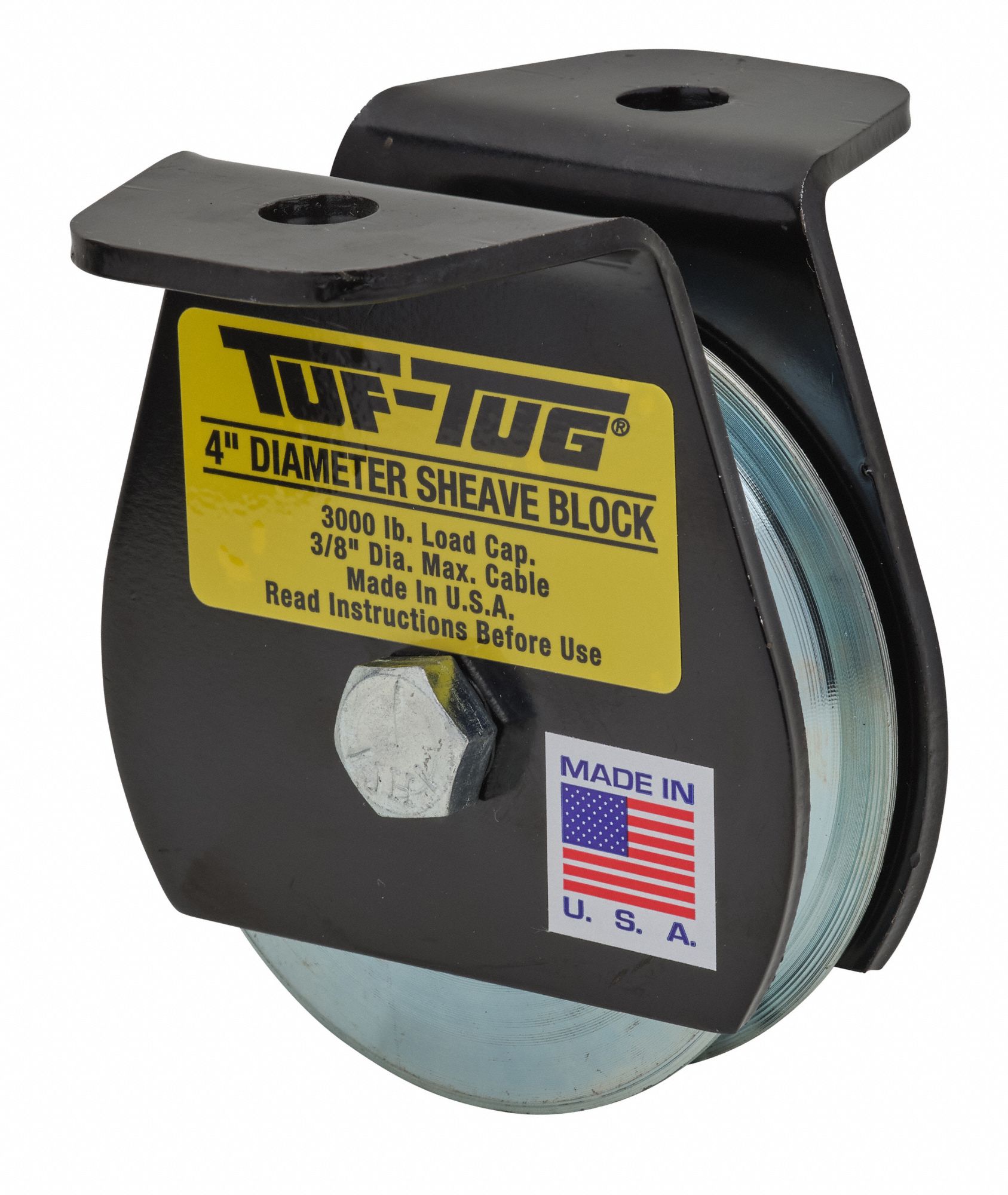 TUFTUG Sheave Blocks, Flat Mount, Designed For Wire Rope, 3/8 in Max