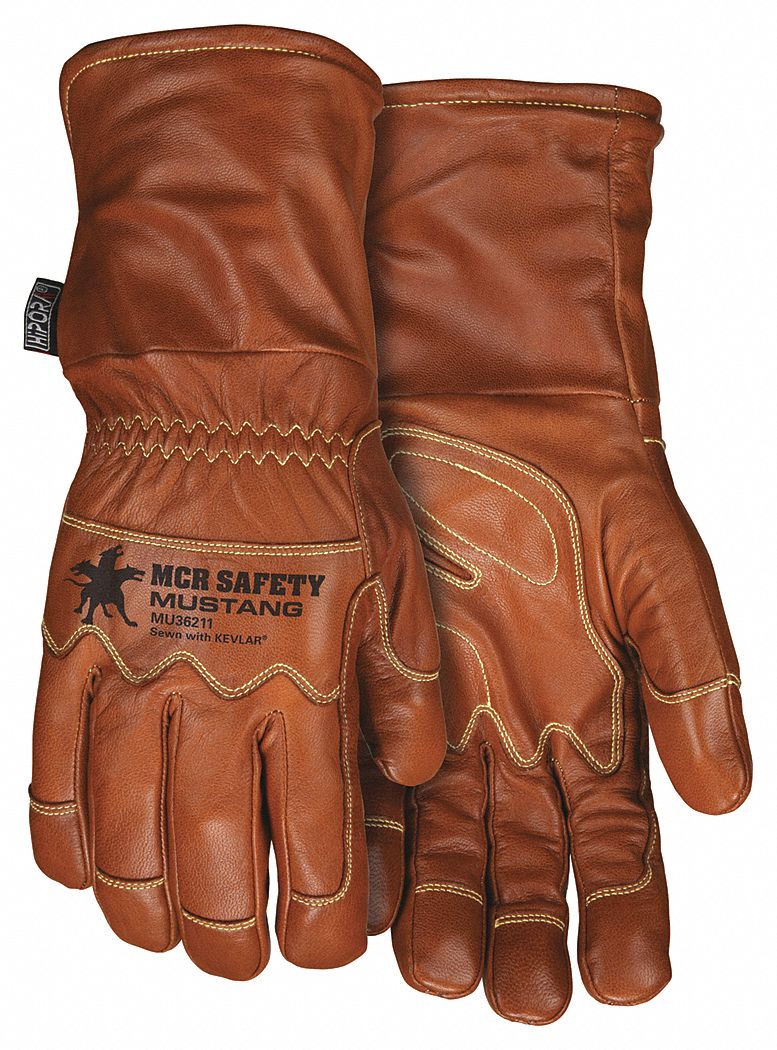 MCR SAFETY Leather Gloves, M, Goatskin, 1 PR 60HR35MU36211M Grainger