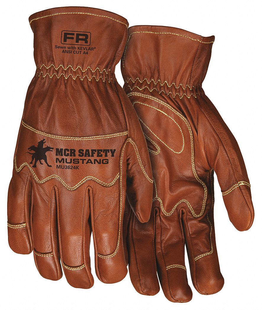 MCR SAFETY Leather Gloves XL ( 10 ), Drivers Glove, Leather Palm Leather Coverage, 4 PPE CAT, 1