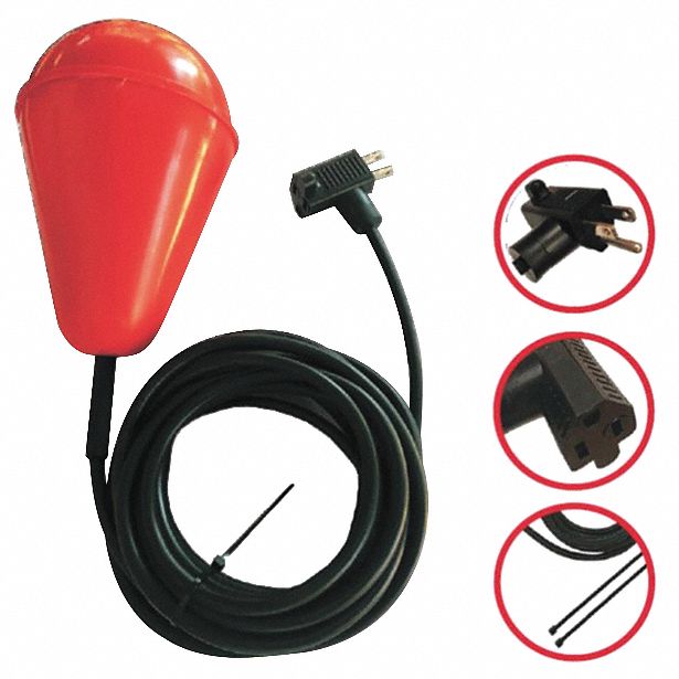 SUMP ALARM Heavy Duty Float Switch, Switch Actuation Internally