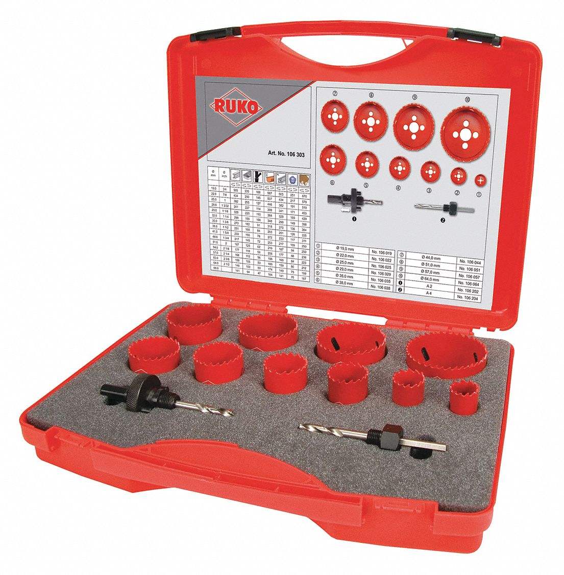 ROTHENBERGER, 12 Pieces, 3/4 in to 2 1/2 in Saw Size Range, Hole Saw