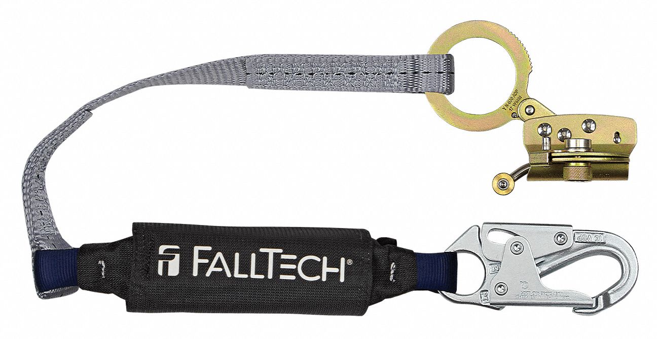 FALLTECH, FallTech, Black/Blue, Rope Grab and Shock absorbing lanyard