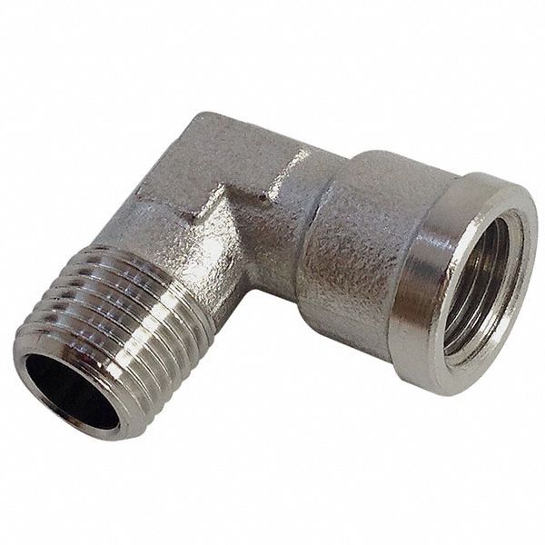 NickelPlated Brass, 1/2 in x 1/2 in Fitting Pipe Size, 90° Street