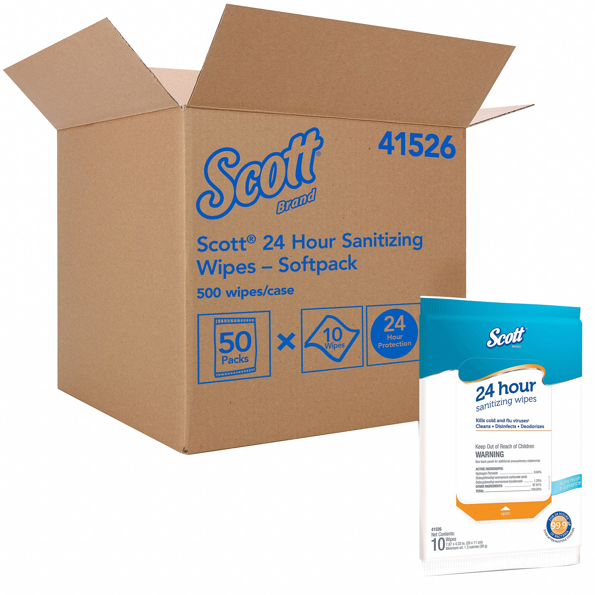 SCOTT, Soft Pack, 10 ct Container Size, Sanitizing Cleaning Wipes