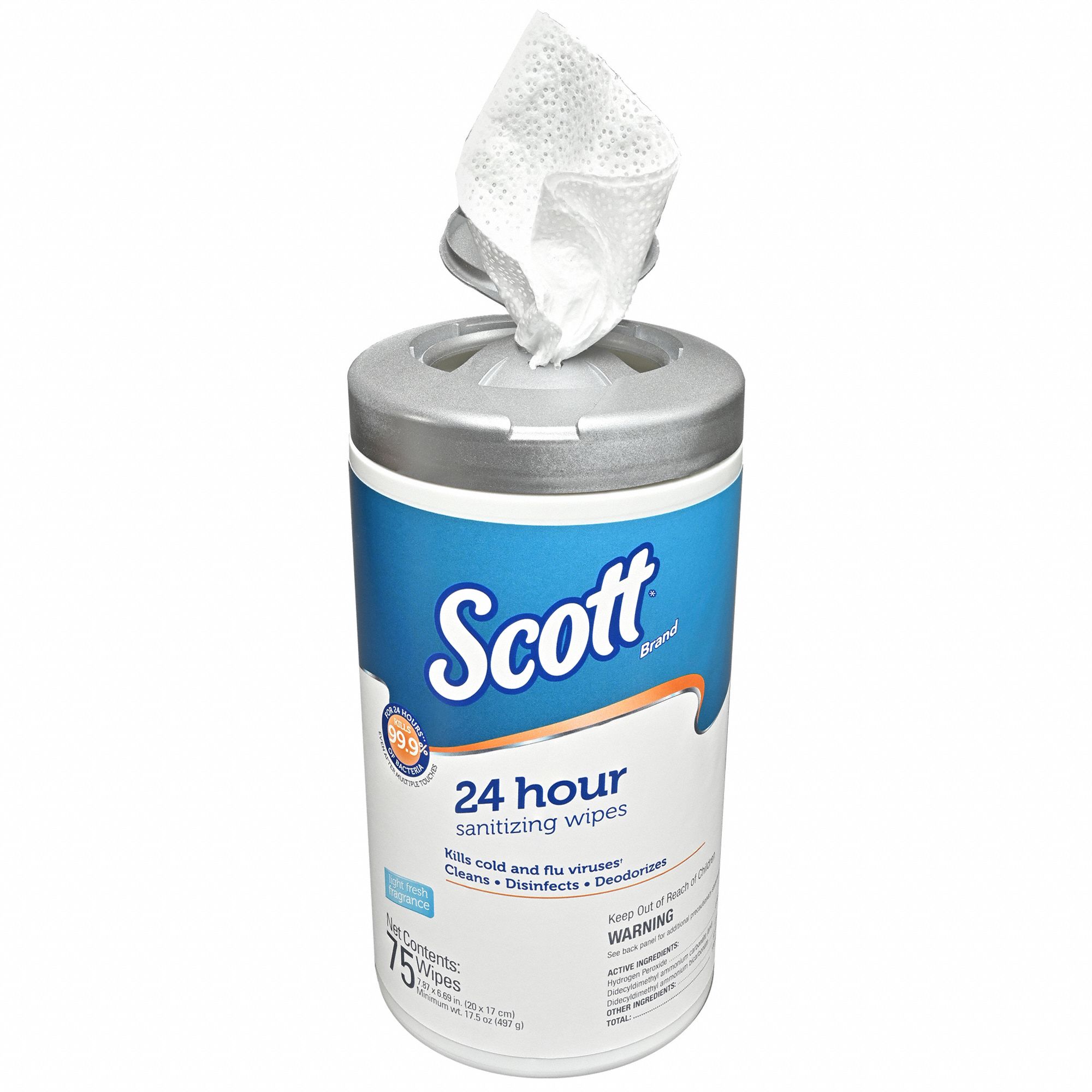 SCOTT Sanitizing Cleaning Wipes, Canister, 7.87 in x 6.69 in Sheet Size