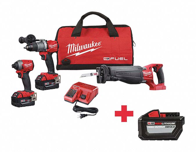 MILWAUKEE Cordless Hammer Drill Kit 18V DC, Compact Premium, 1/2 in