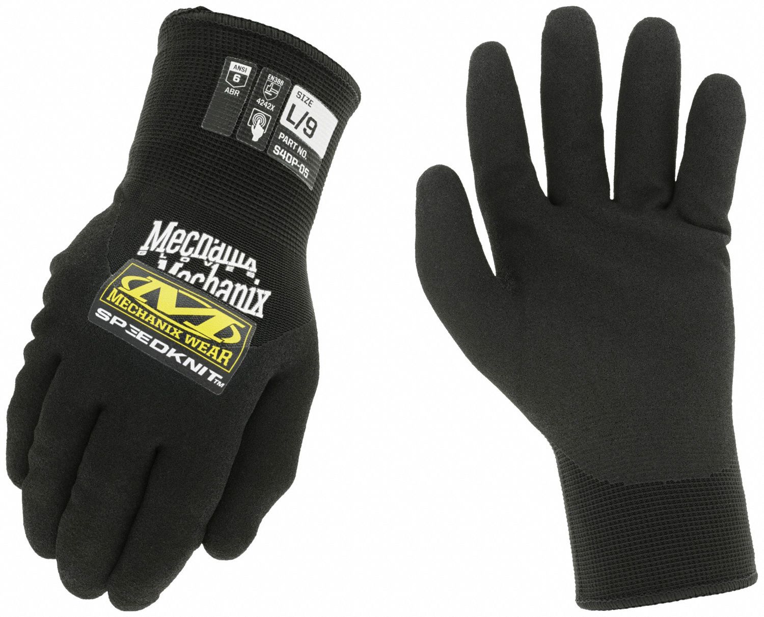 MECHANIX WEAR, L ( 9 ), Full, Knit Gloves 61DE79S4DP05009 Grainger