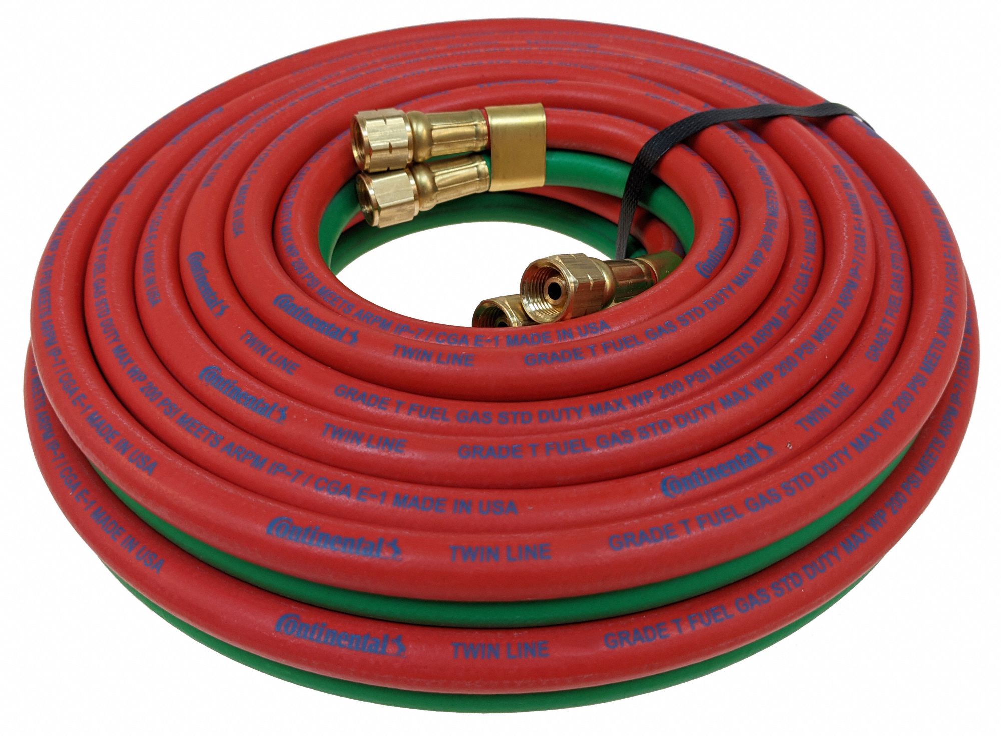 CONTINENTAL Twin Line Welding Hose, Hose Grade T, 3/8 in, 50 ft, Green