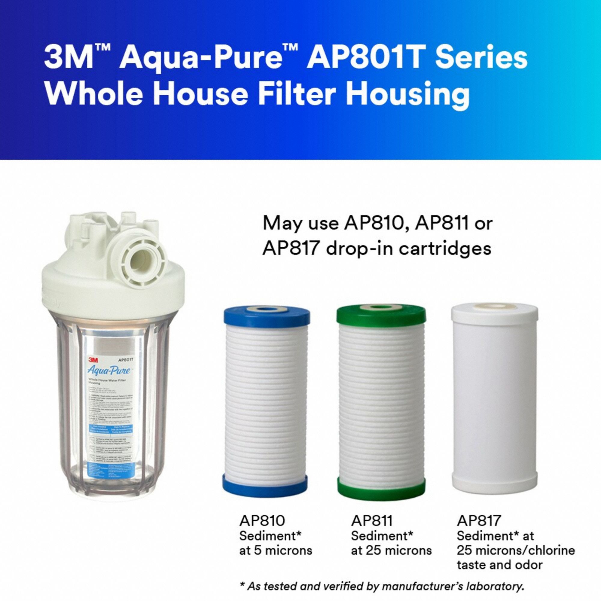3M AQUAPURE Filter Housing 1 in, NPT, 20 gpm, 100 psi Max Pressure
