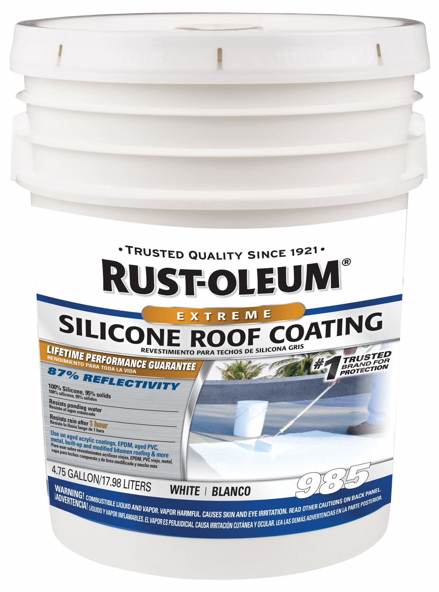 RUSTOLEUM Roof Coating, Silicone, White, 4.75 gal 61KM60363840 Grainger