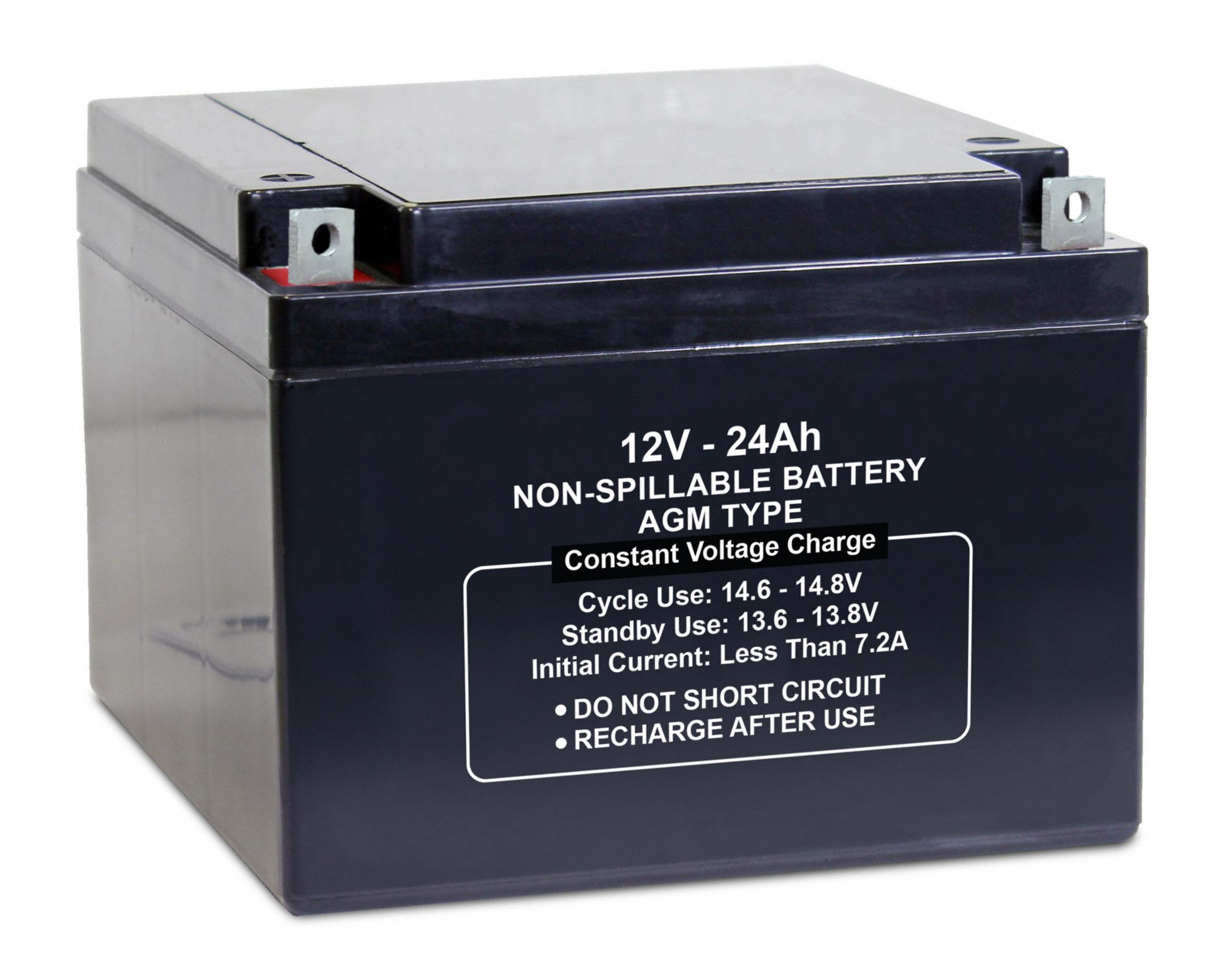 GRAINGER APPROVED 12V DC, Sealed Lead Acid Battery, 24 Ah, Tab with