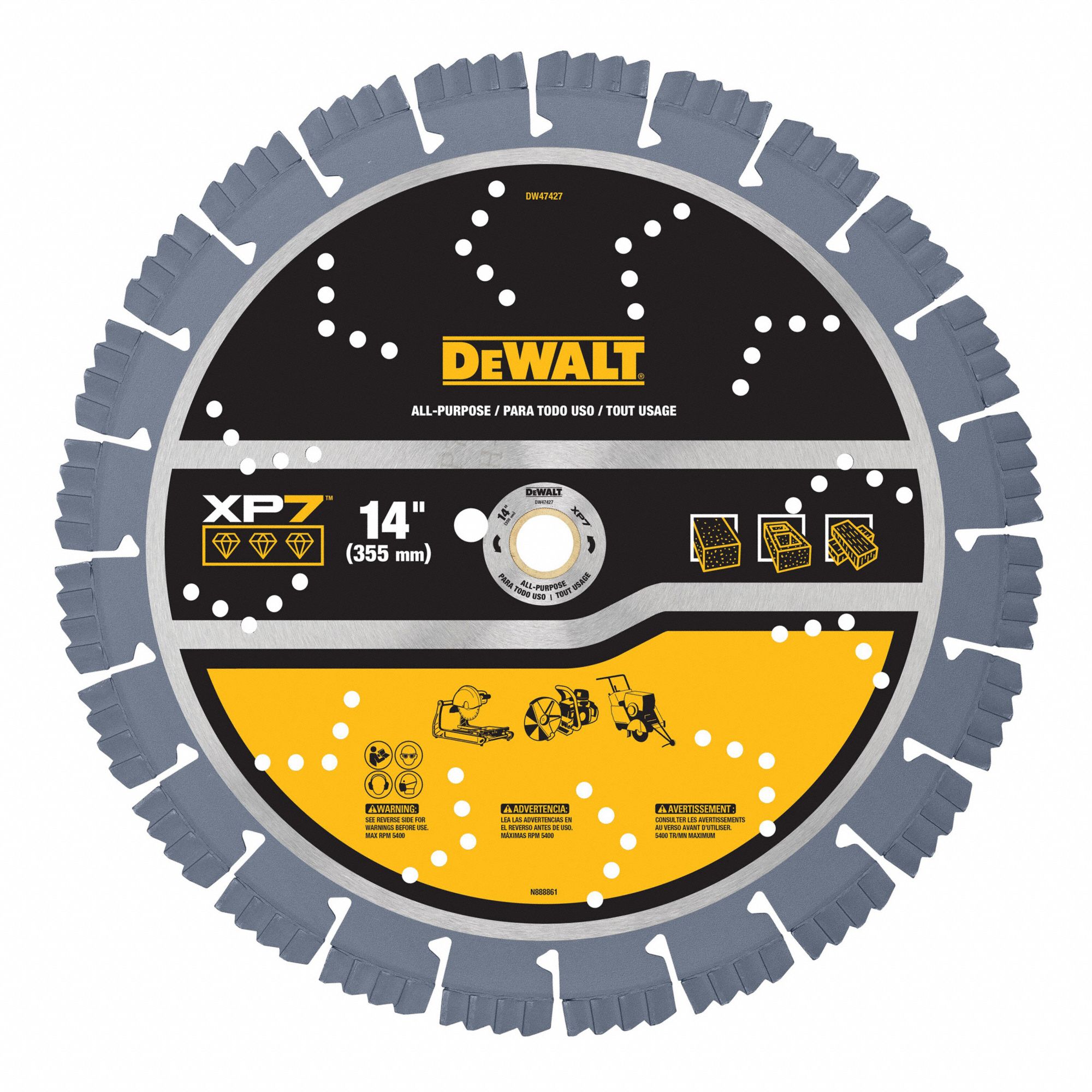 DEWALT, 14 in Blade Dia., 1 in Arbor Size, Diamond Saw Blades 61TJ14