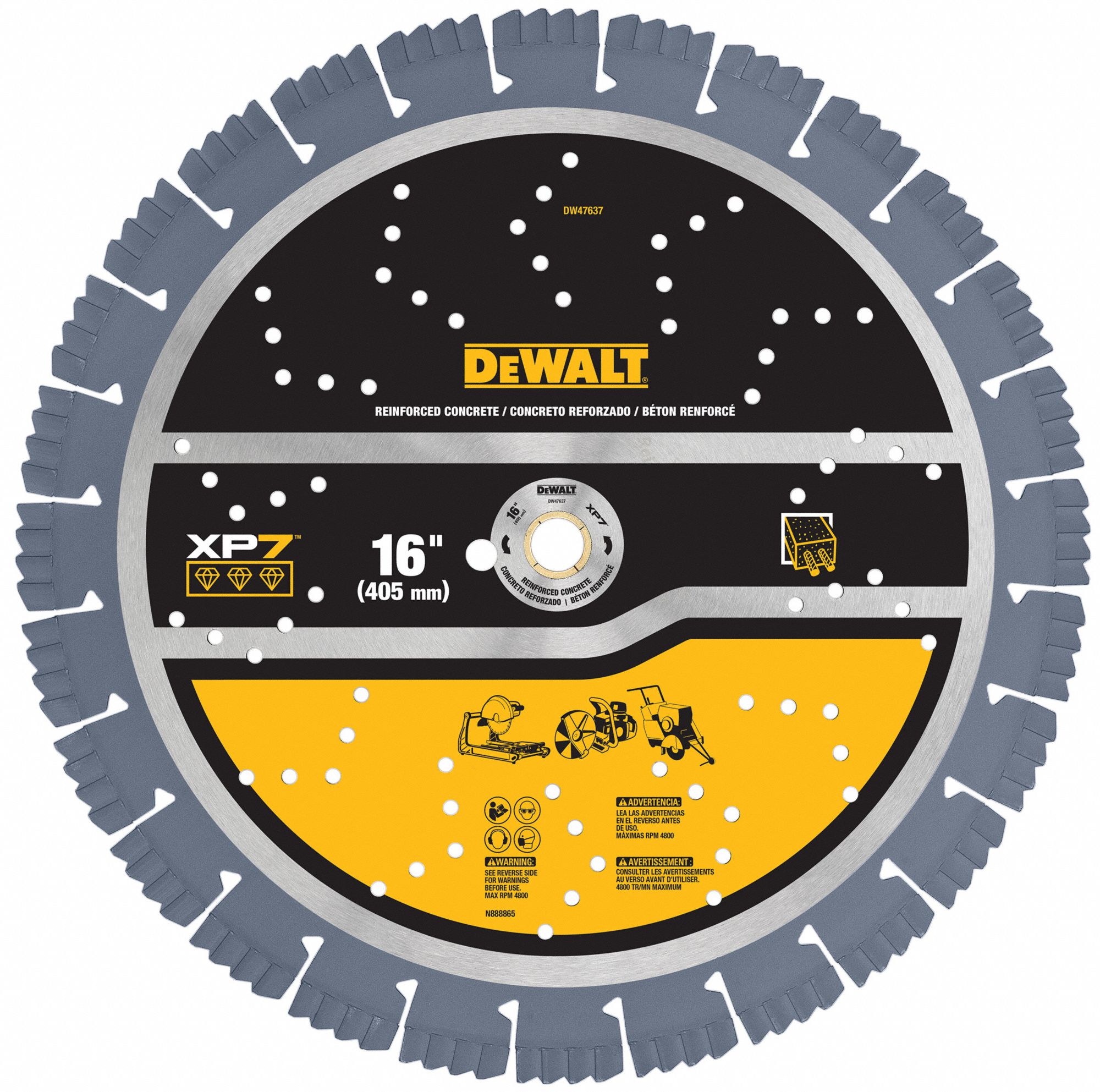 DEWALT, 16 in Blade Dia., 1 in Arbor Size, Diamond Saw Blades 61TJ16