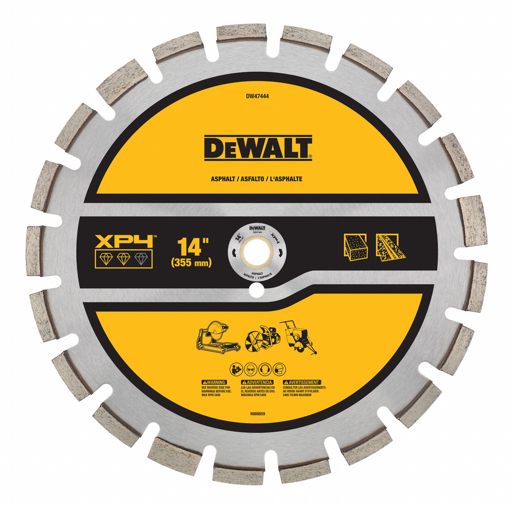DEWALT, 14 in Blade Dia., 1 in Arbor Size, Diamond Saw Blades 61TJ19