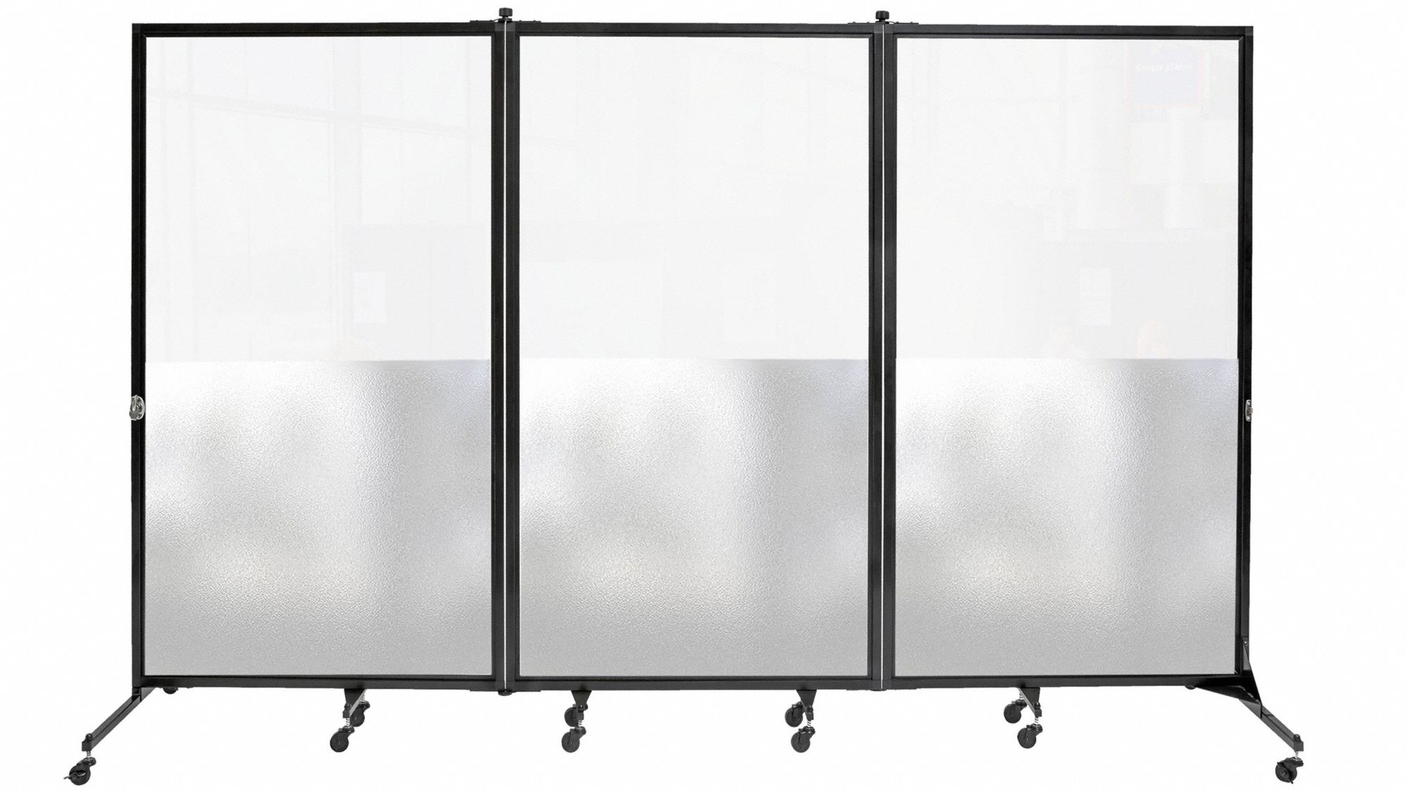 SCREENFLEX, 3 Panels, 6 ft 2 in, Clear/Frosted 3 panel Room Divider