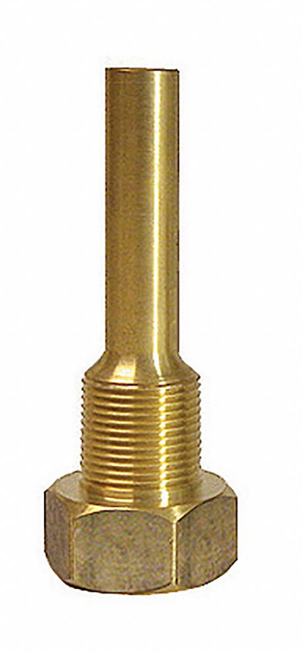 WEISS Industrial Thermowell, Brass, Shank Type Straight, 3/4 in MNPT