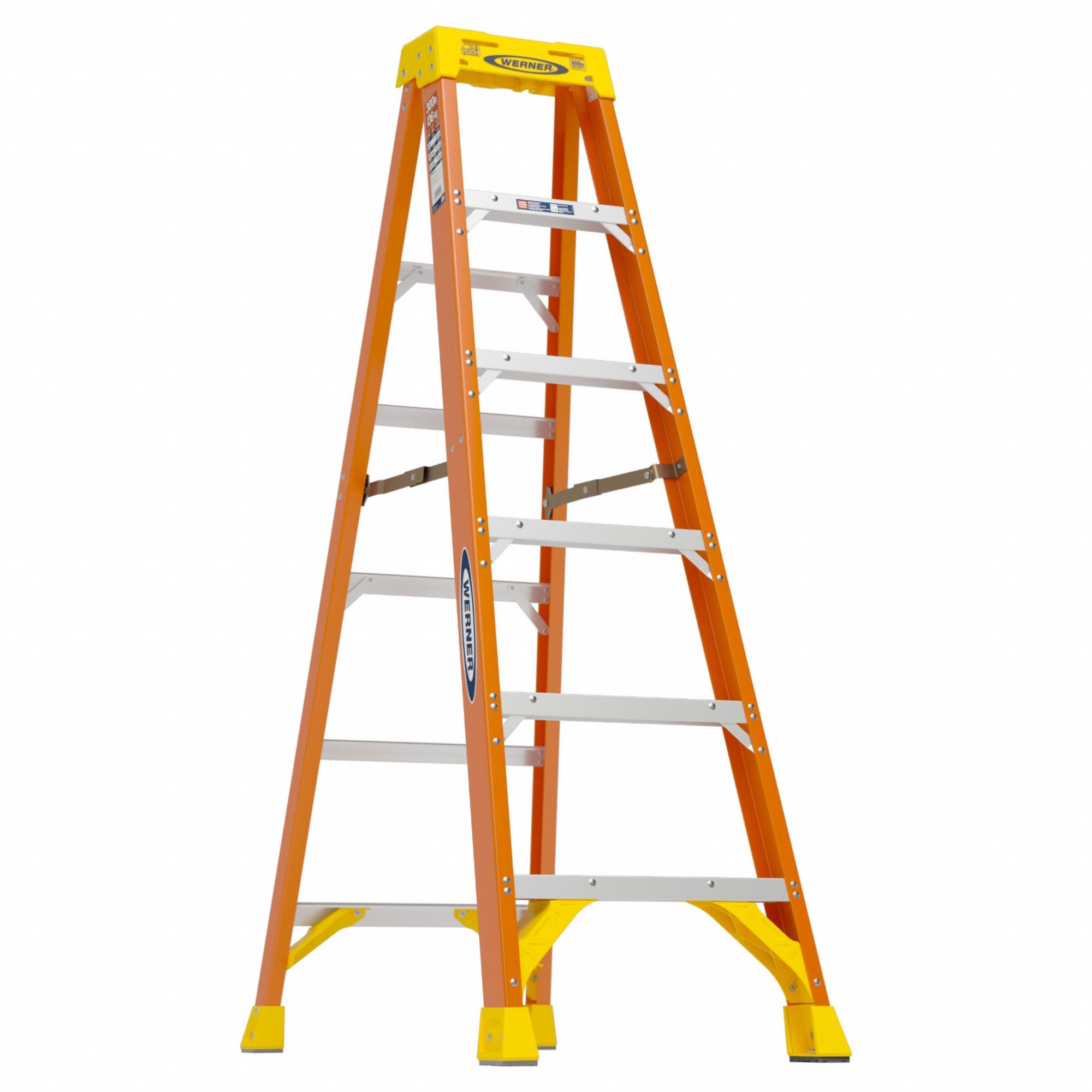 WERNER, 6 ft Ladder Size, Fiberglass, Stepladder 3W1416206 Grainger