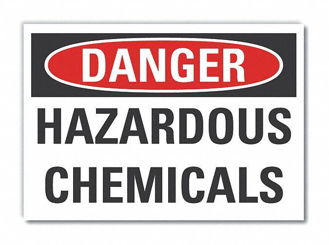 Polyester, Adhesive Sign Mounting, Hazardous Chemicals Danger Label
