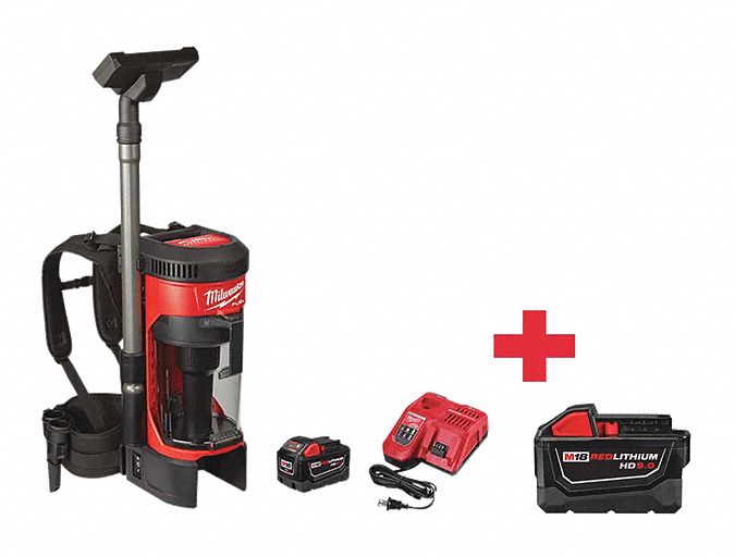 MILWAUKEE Cordless Backpack Vacuum, 57 cfm, HEPA Vacuum Filtration Type