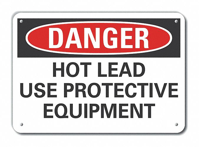 LYLE Rflct Hot Lead Danger Sign, 10x14in, Alum 63KV54LCU40529RA