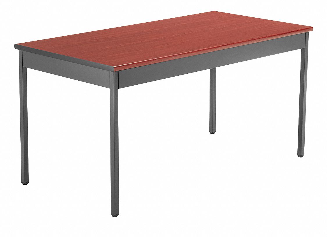 Utility Table with Cherry Tabletop and Gray Frame 60 in x 30 in x 30 in Grainger