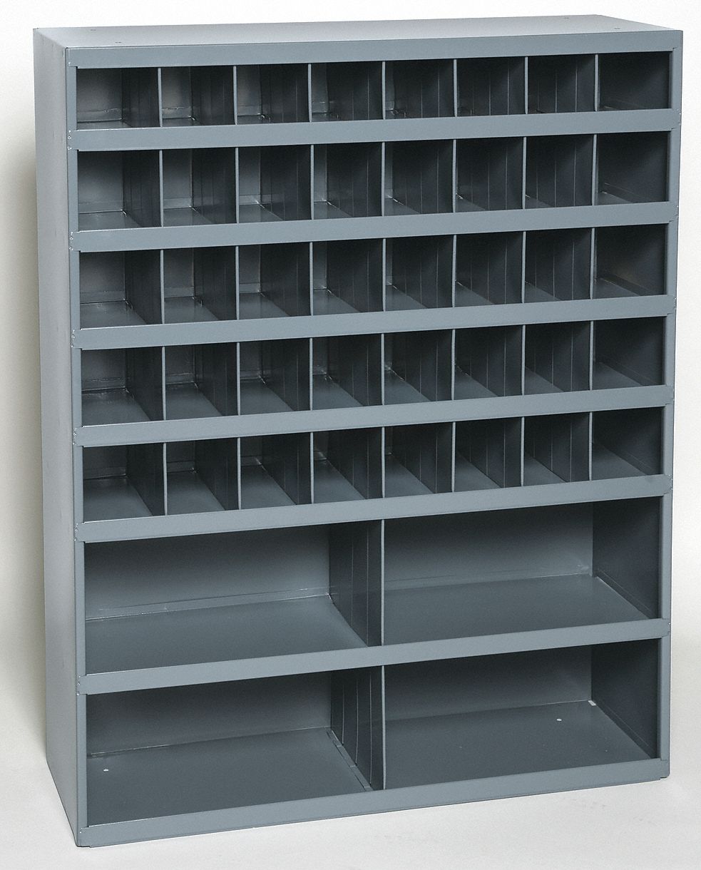 DURHAM MFG 33 3/4 in x 12 in x 42 in Pigeonhole Bin Unit, Gray 6ALJ5