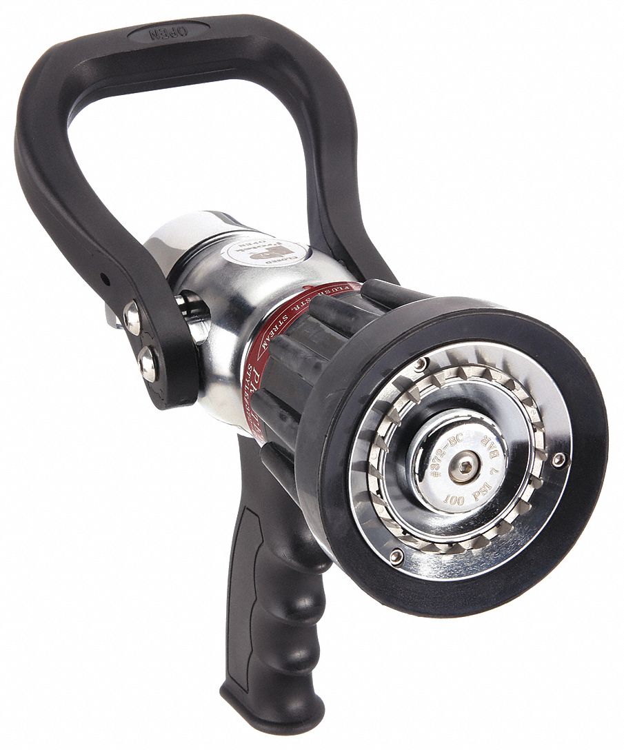 MOON AMERICAN, 1 1/2 in Inlet Size, Black, USCG Fire Hose Nozzle