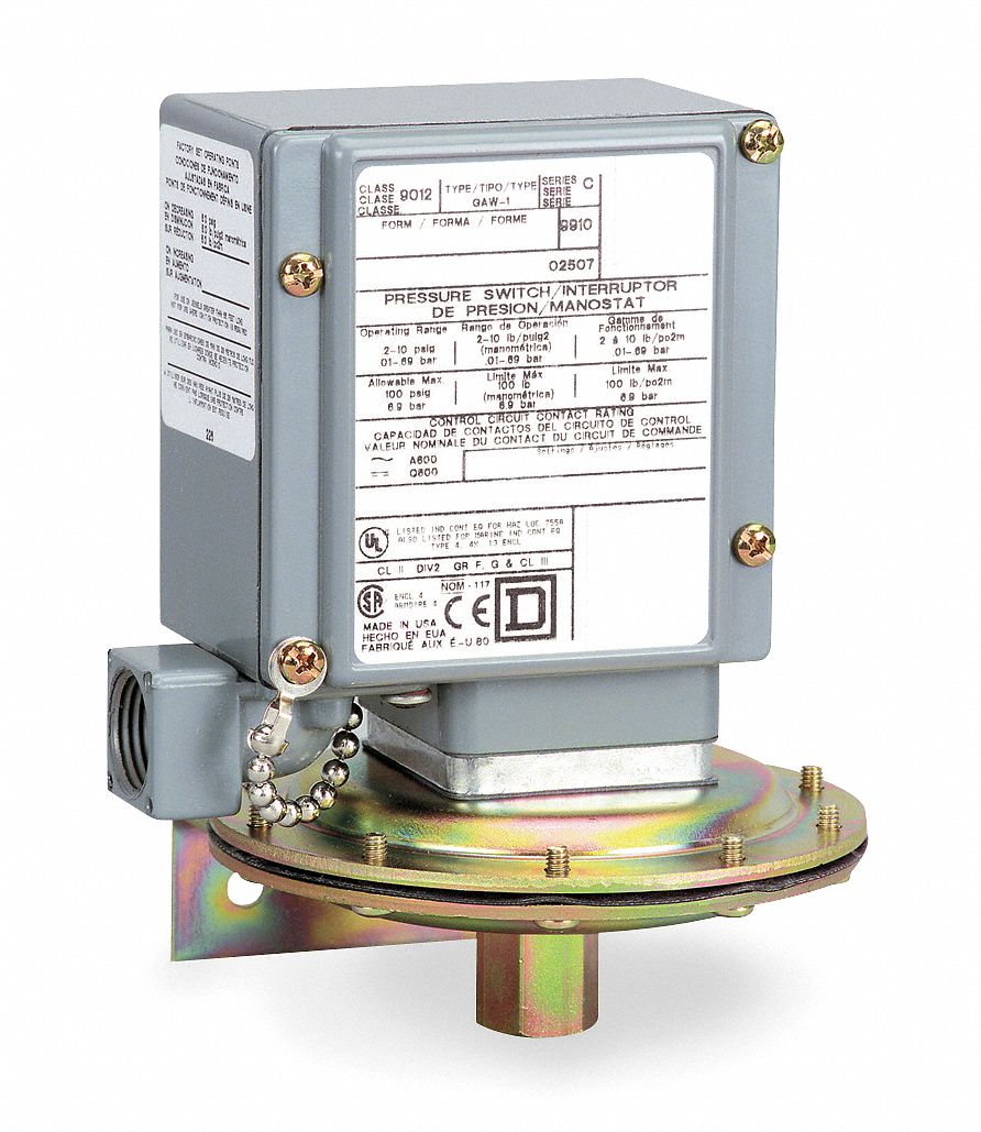 SQUARE D Diaphragm Pressure Switch, Differential 0.6 to 2